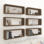 Mensole Cubo Muro 6pz Rovere Marrone 60x15x23 cm in Multistrato 815932