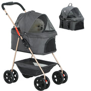 Trasportino Cane Pieghevole 3 in 1 ¨C Minimal ¨C Grigio con Borsa e Cestino