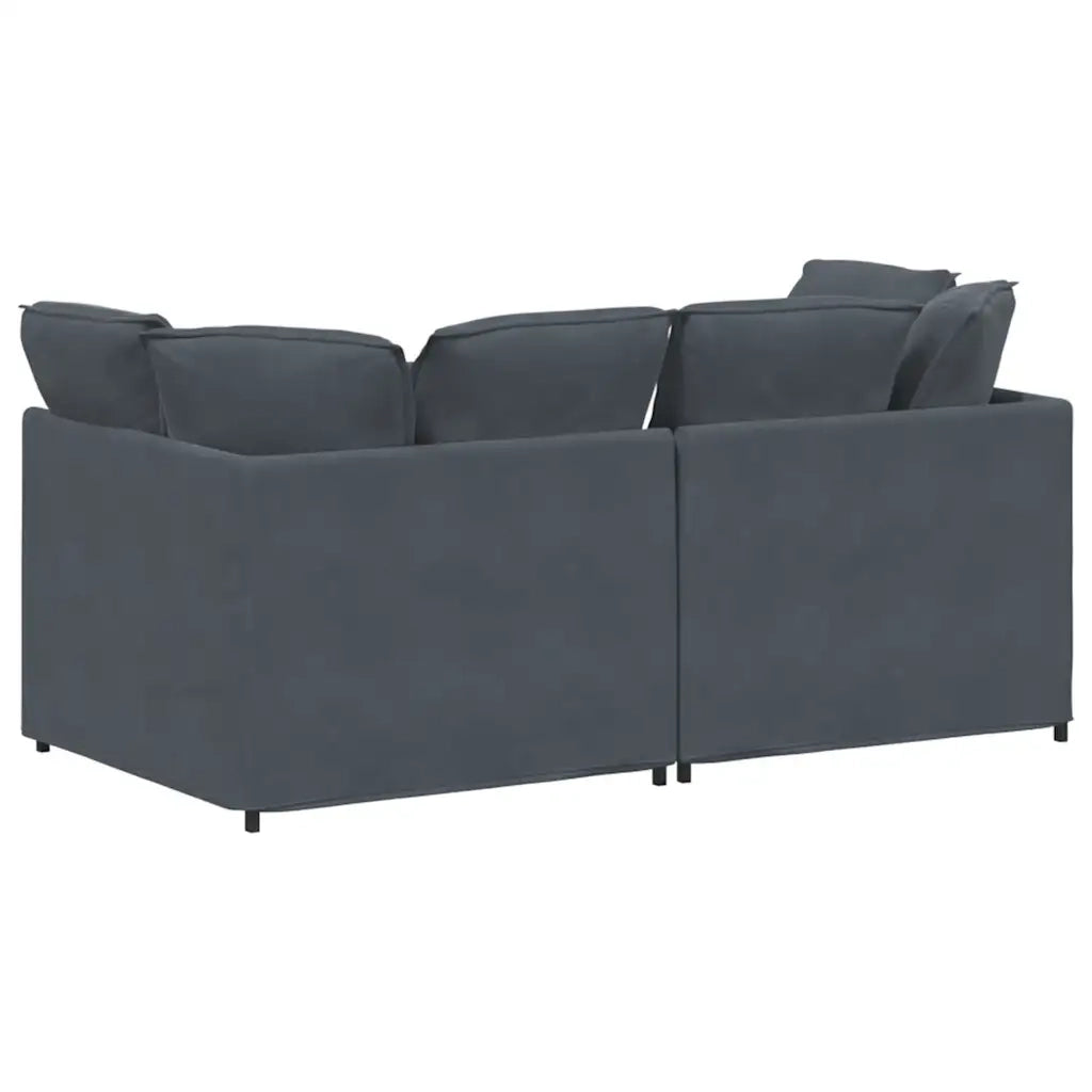 Divano Modulare con Cuscini in Velluto Grigio Scuro 3321250