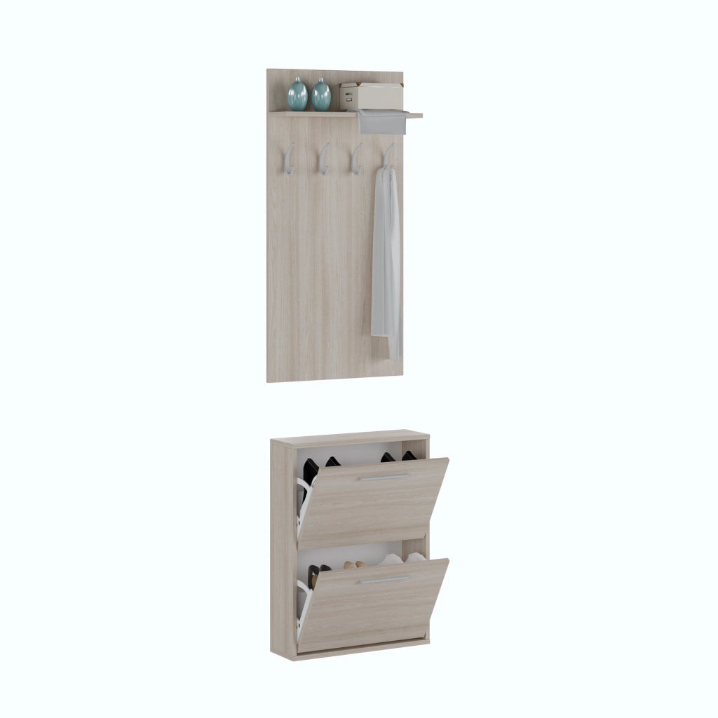 Sestola, Mobile da Ingresso Appendiabiti, 54x28x181h cm Marrone Olmo