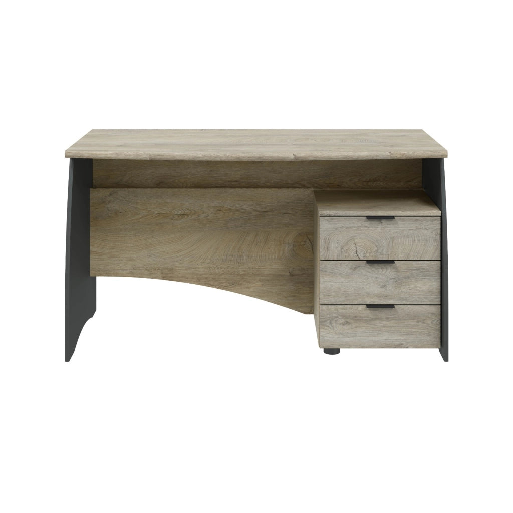 Scrivania Mobile Desk Scrittoio Da Studio 3 Cassetti Per Ufficio Soggiorno Sala Da Pranzo 136 x 74 x 67 cm Grigio Rovere