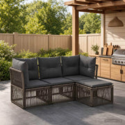 Set Divano da Giardino 4 pz Grigio polyrattan 3434198