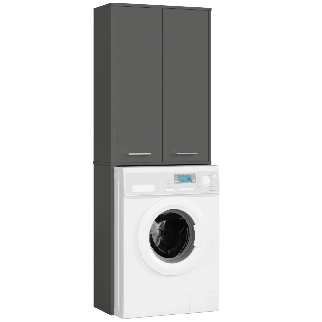 Colonna da bagno AKORD FIN per incasso di una lavatrice Grigia Grafite 64 cm 2 ante 64x30x180 cm