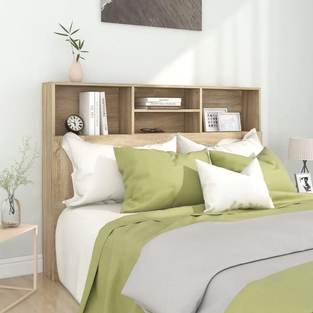 Mobiletto con testiera-Testiera con Contenitore in rovere Sonoma 140x19x103,5 cm