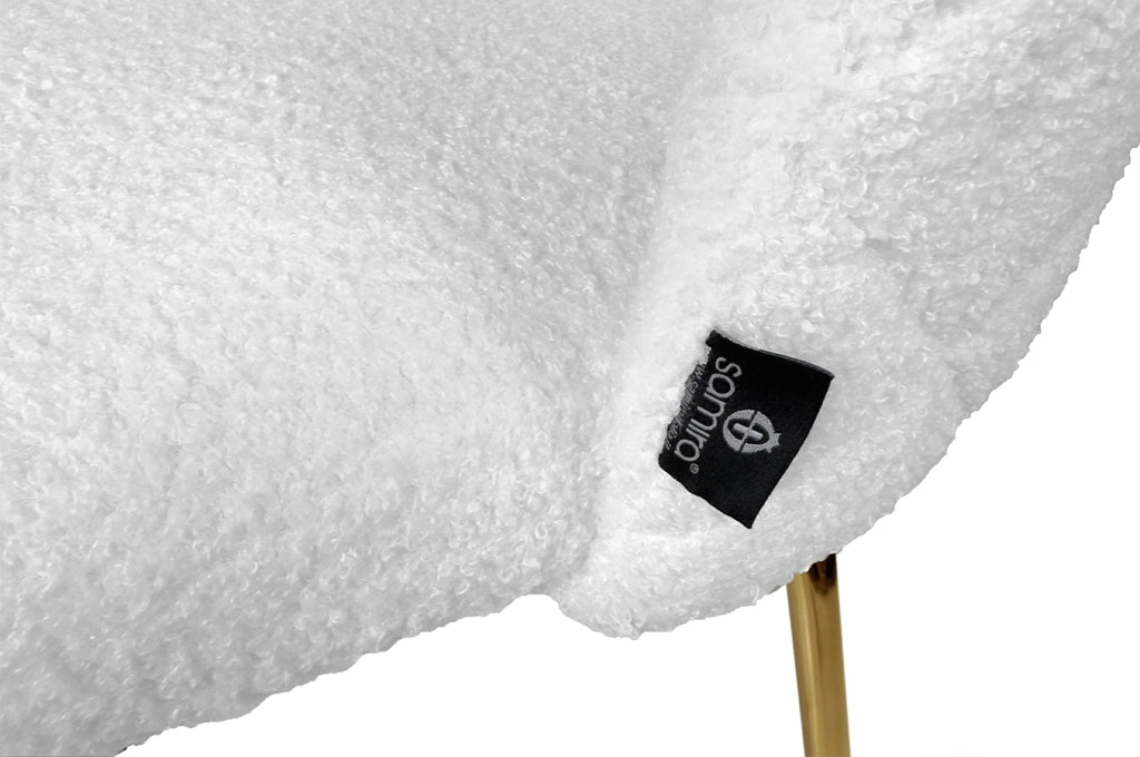 Sgabello cucina imbottito, sgabello alto in tessuto bouclé bianco – Nicole - SG08NIG-B
