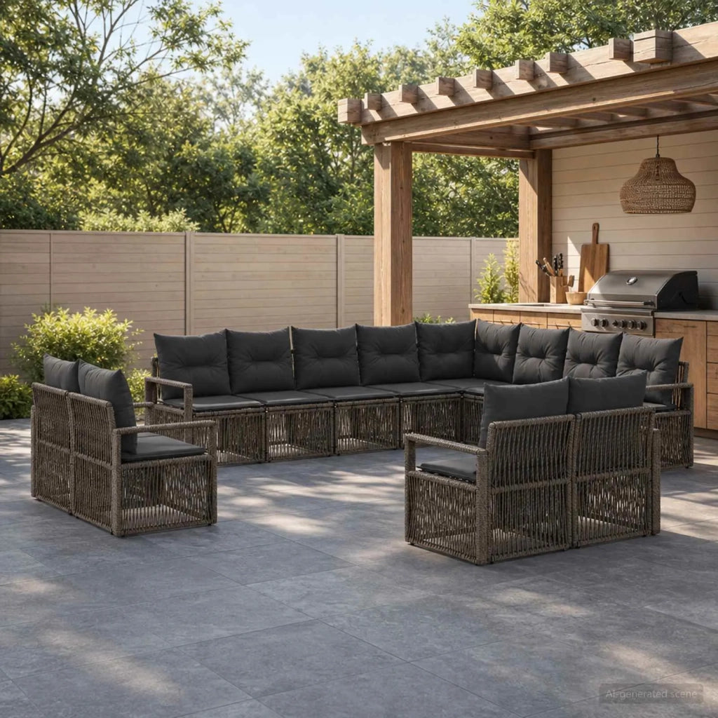 Set Divano da Giardino 12 pz Grigio polyrattan 3435887