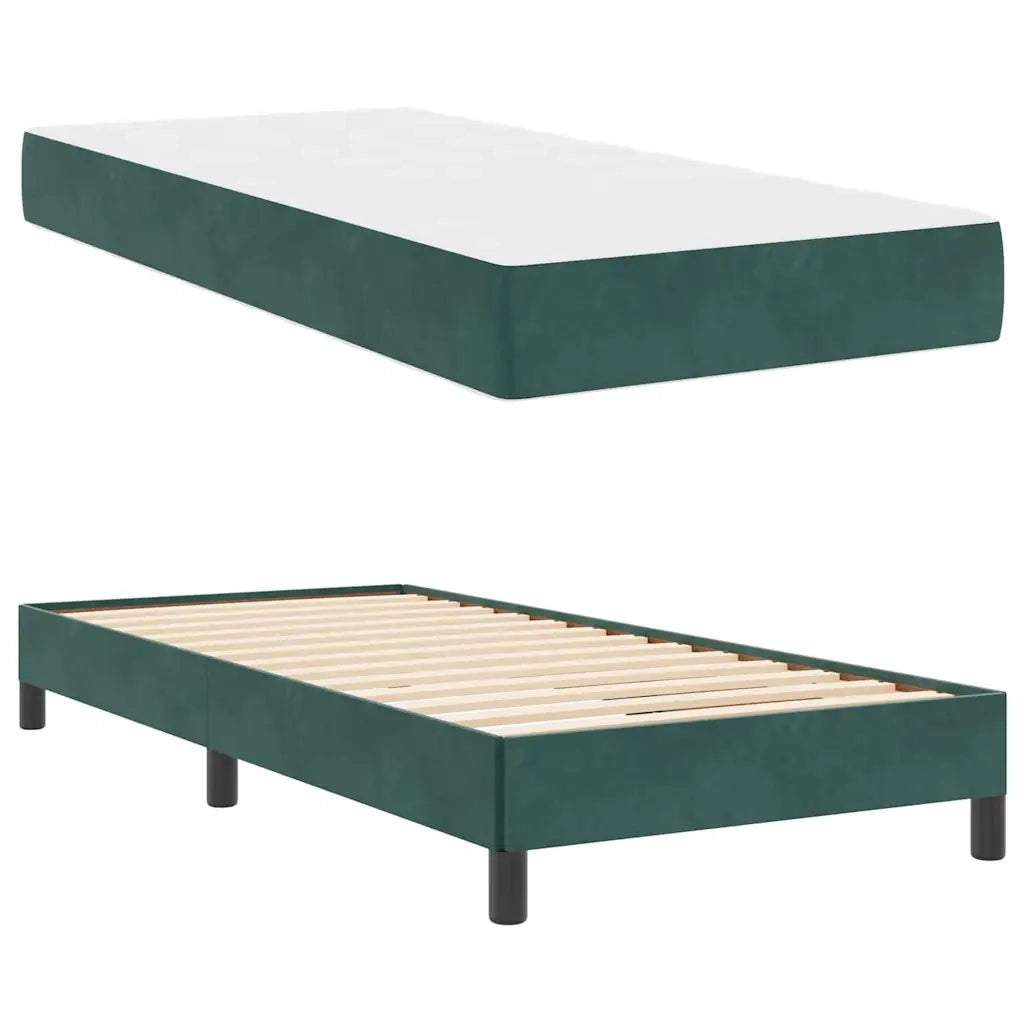Letto a molle con materasso-Struttura Letto con Materasso Verde Scuro 100 x 200 cm Tessuto