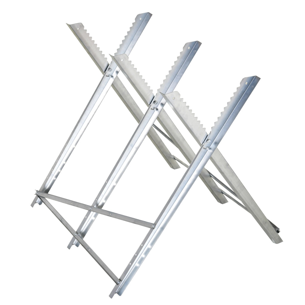 Cavalletto Pieghevole per Motosega ¨C Xylo ¨C Struttura Triangolare Metallo 100kg 83x83x79cm Argento