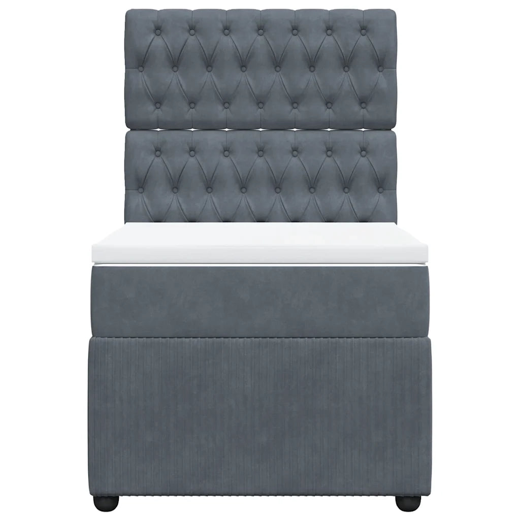 Giroletto a Molle con Materasso Grigio Scuro 90x200 cm Velluto 3292245