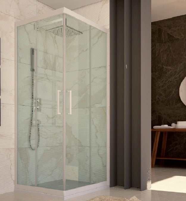 Box doccia due lati scorrevole pvc bianco e cristallo 6mm h.190cm Forglas 80x120 cm