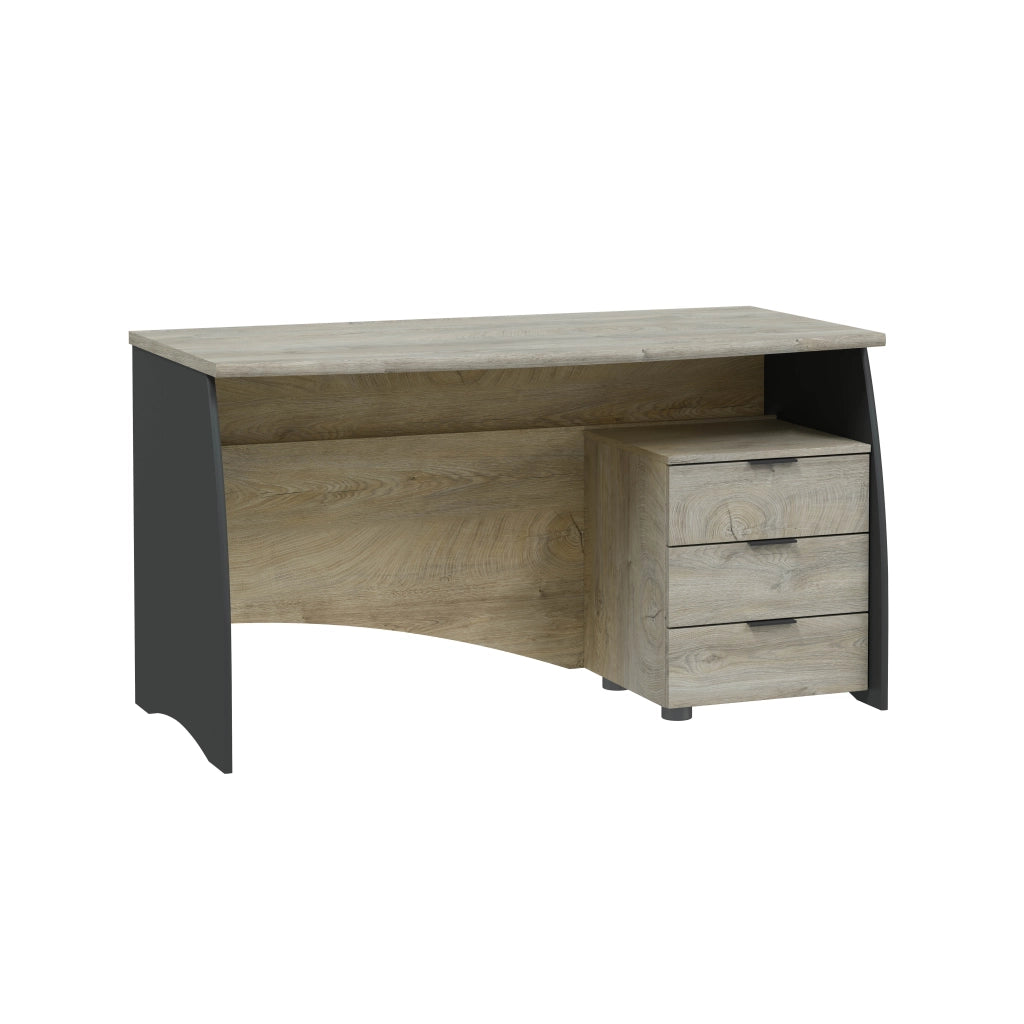 Scrivania Mobile Desk Scrittoio Da Studio 3 Cassetti Per Ufficio Soggiorno Sala Da Pranzo 136 x 74 x 67 cm Grigio Rovere