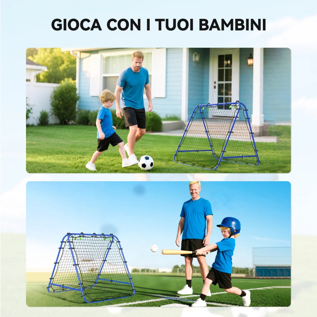 Rete da Calcio Rebounder Pieghevole ¨C Xylo ¨C Angolo Regolabile, 100x95x90 cm, Blu