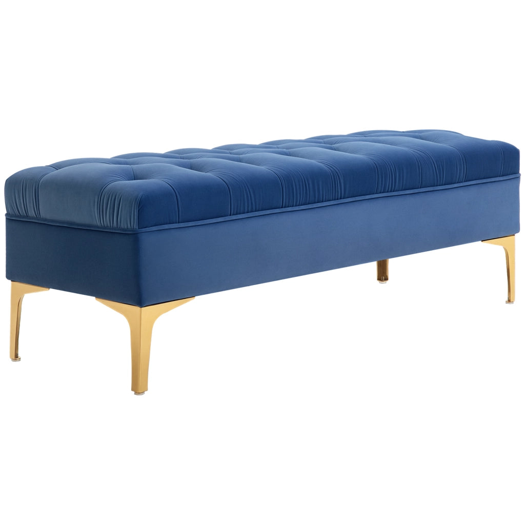 Letto contenitore imbottito in velluto blu ¨C Minimal ¨C 90x200 cm