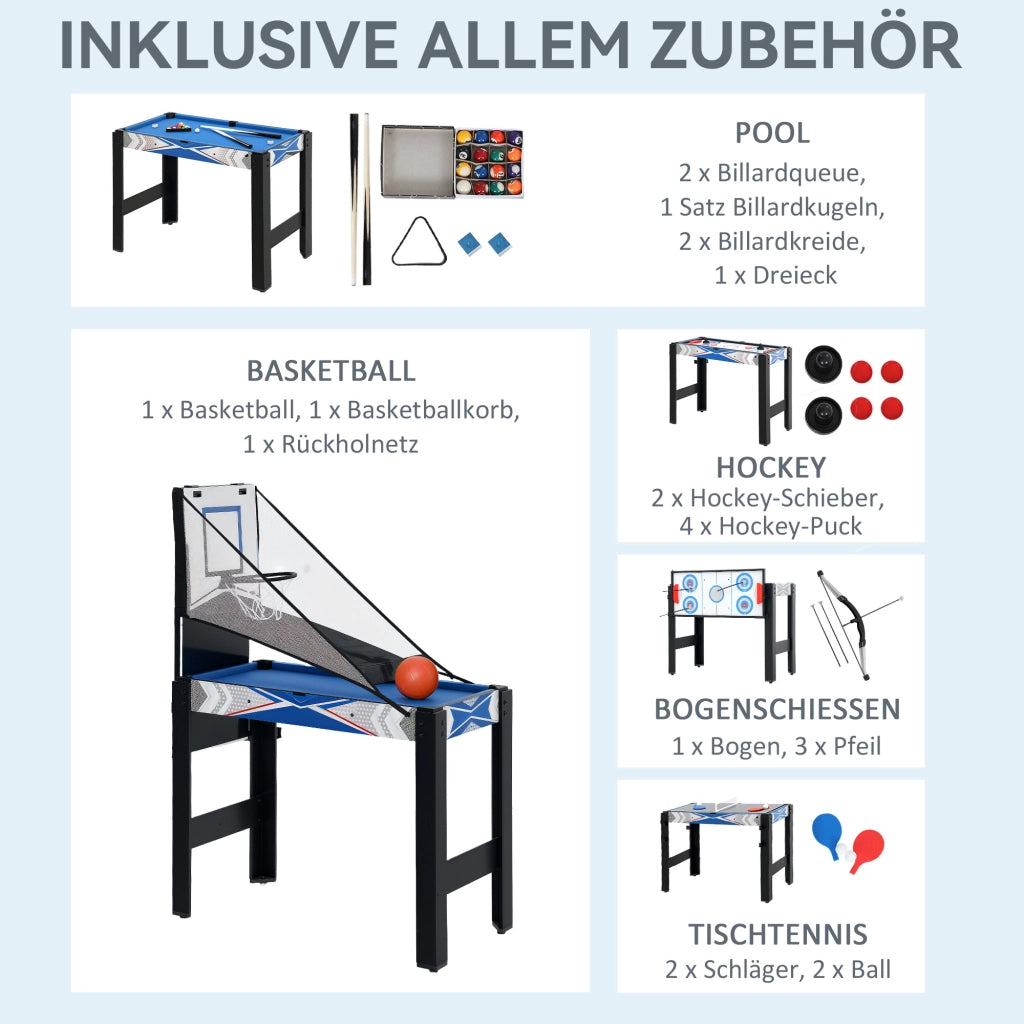 Tavolo da gioco 5 in 1 ¨C zephmum ¨C Blu, MDF, Plastica