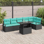 Set Divano da Giardino con cuscino 7 pcs Nero e Blu polyrattan 3348842