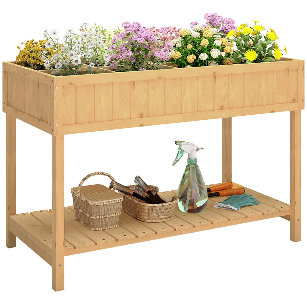 Orto Urbano da Giardino ¨C Xylo ¨C Legno Naturale con Ripiano 110x46x76 cm