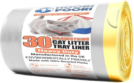 Cat Litter Box Liners XL Extra Large, Rullo con Sacchetti in Plastica Resistenti alle Macchie, 100% Materiale Riciclato