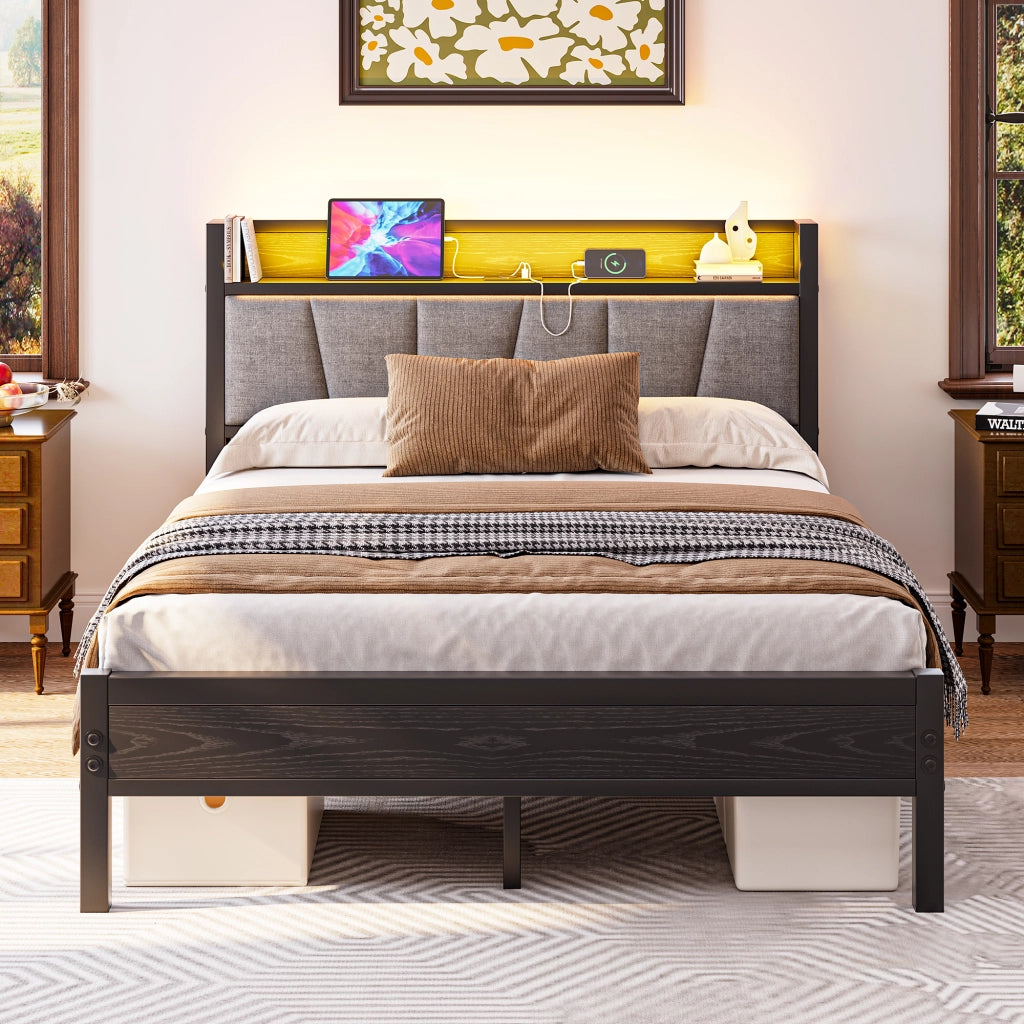 letto in mdf e metallo nero 140 x 190 cm