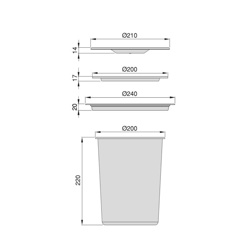 Kit di contenitori per la raccolta differenziata per cassetti da cucina Recycle Altezza Recycle 266 mm, 2x15 lt, 2x7 l..