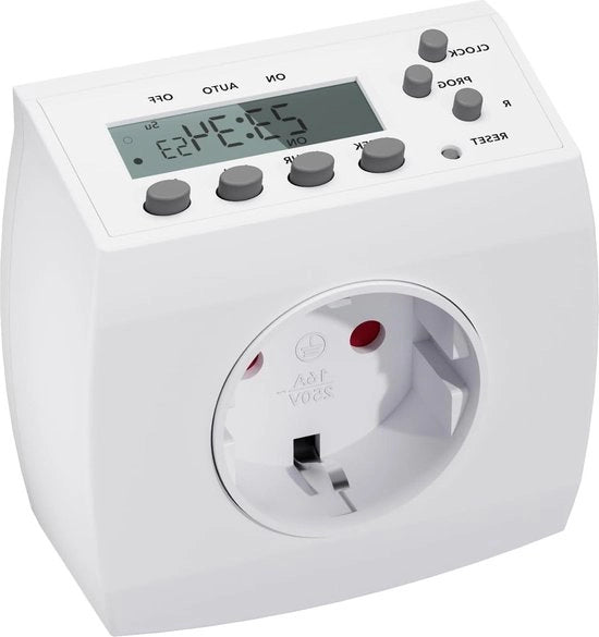 Programmabile presa di corrente con display LCD - 8 programmi di scelta - 16A/3680W - 1 pezzo