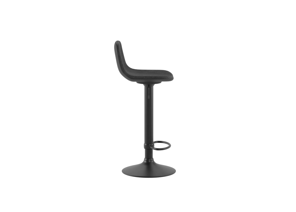 Sgabello Moderno Teo con Alzata a Gas, Rivestimento in Microfibra Grigio Scuro e Struttura in Metallo Nero, Seduta Regolabile