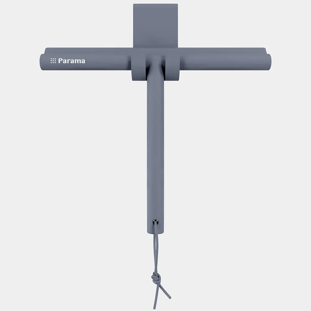 Tergivetro in silicone grigio con anima in acciaio inox e gancio per box doccia | Tergi