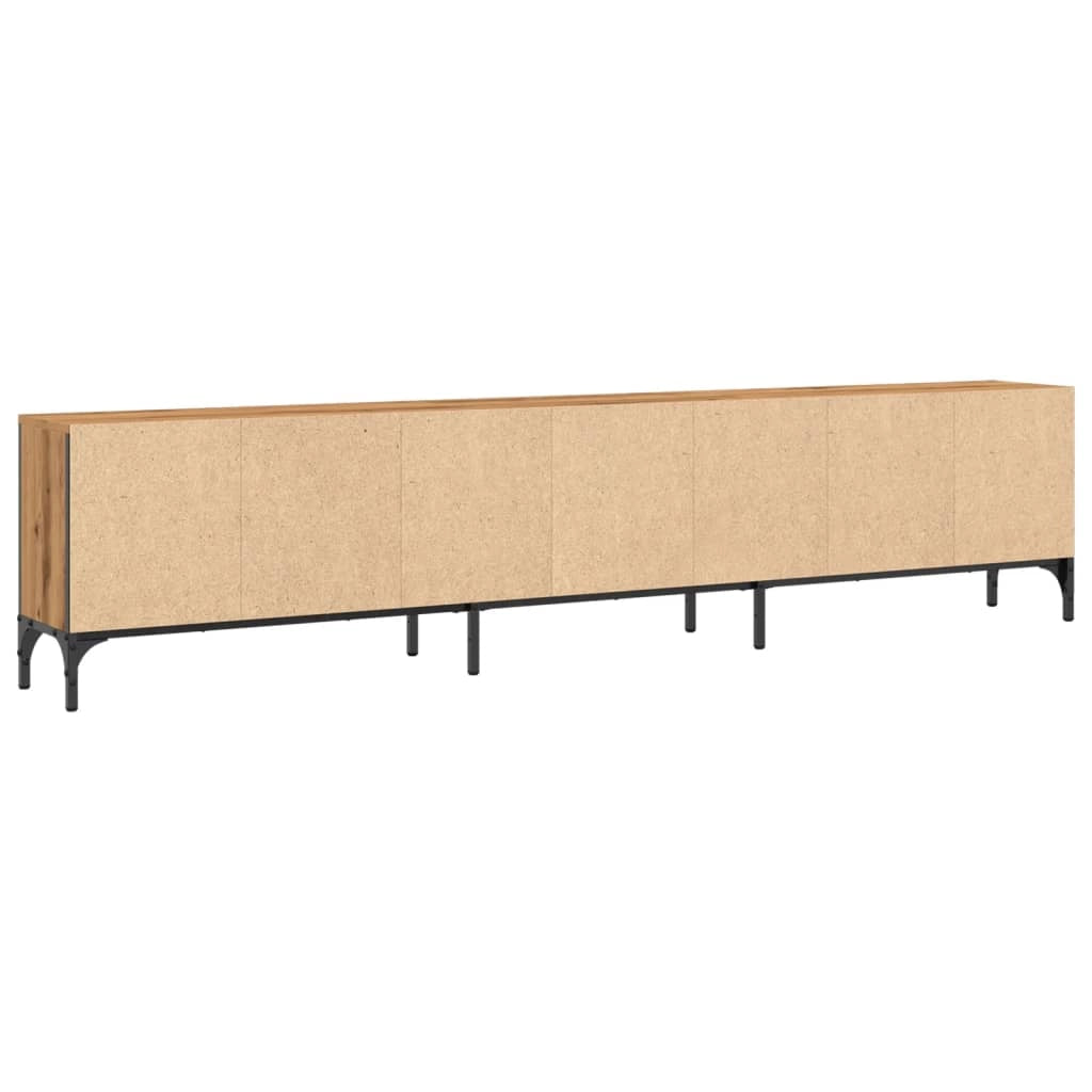 Mobile TV multimediale scaffale TV credenza mobile TV sala da pranzo soggiorno camera da letto con cassetto rovere lavorato a mano 200 x 25 x 44 cm legno ingegnerizzato marrone 02_0028516