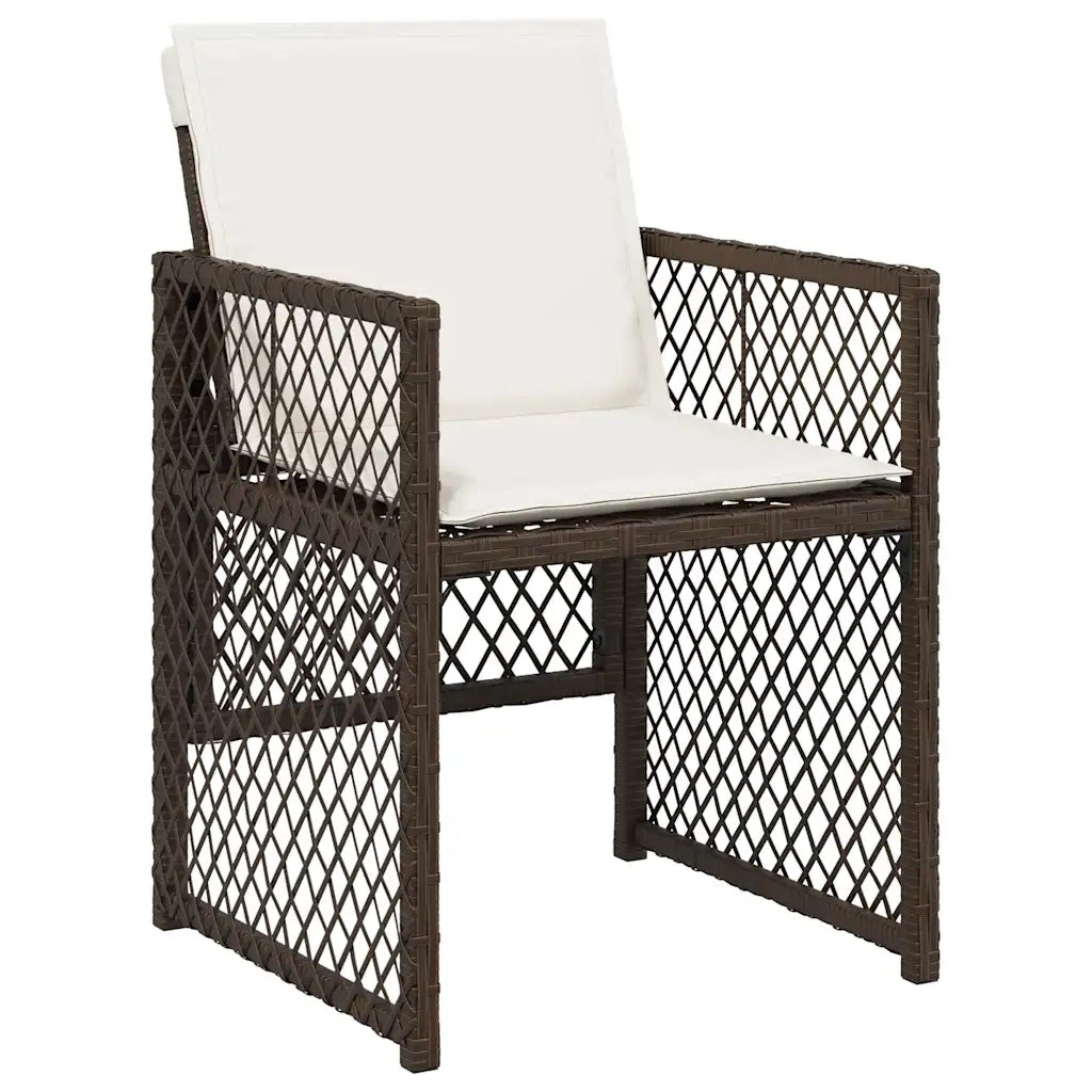 Set da Pranzo da Giardino 17 pz con Cuscini Marrone Polyrattan 3210885