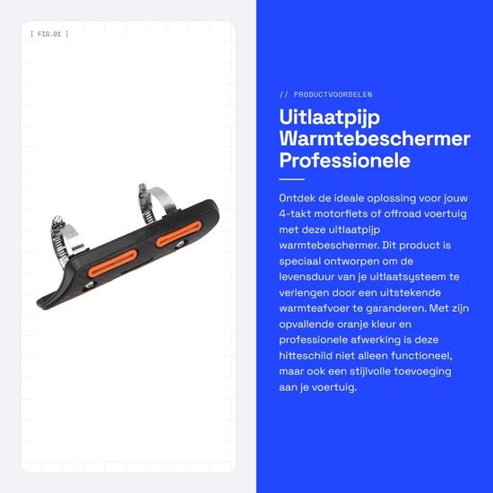 Uscita di Scarico con Dispositivo di Protezione Termica per Motocicli a 4 Tempi - ATV/UTV - Differenziale di Scarico di Isolamento - Incluso: Morsetto/Pastiglia/Attacco - Buon Afflusso di Calore