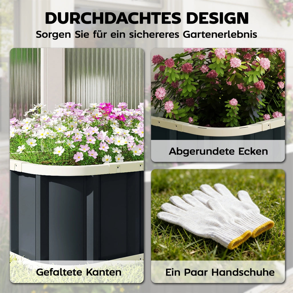 Hochbeet in Acciaio ¨C zephmum ¨C Grigio Scuro 136x52x31 cm