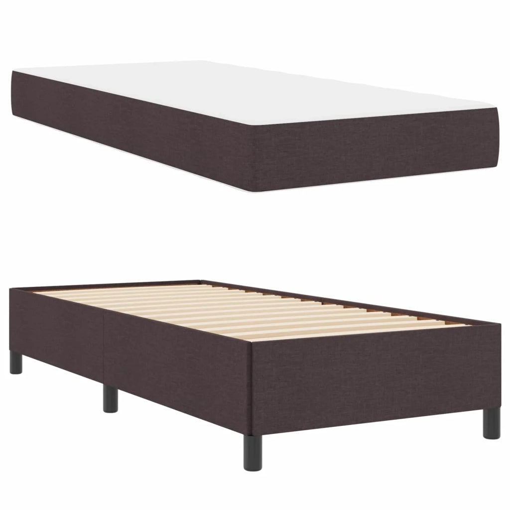 Letto a molle con materasso Marrone Scuro 90 x 190 cm Tessuto