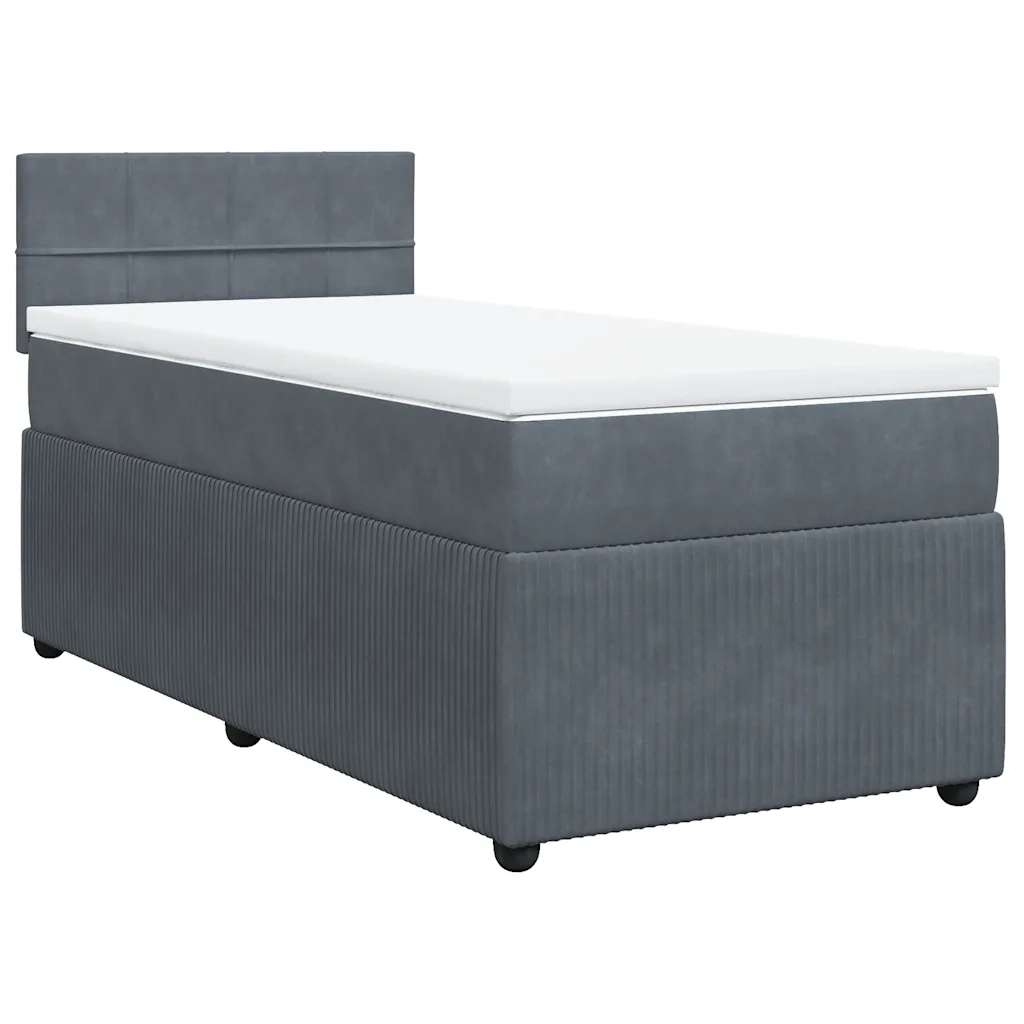 Giroletto a Molle con Materasso Grigio Scuro 80x200 cm Velluto