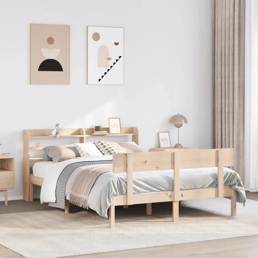 Letto matrimoniale | Letto per adulti | Letto senza Materasso 150x200 cm in Legno Massello di Pino