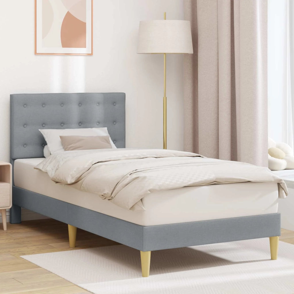 Letto singolo | Letto per adulti | Struttura del letto Grigio Chiaro 90 x 190 cm Tessuto