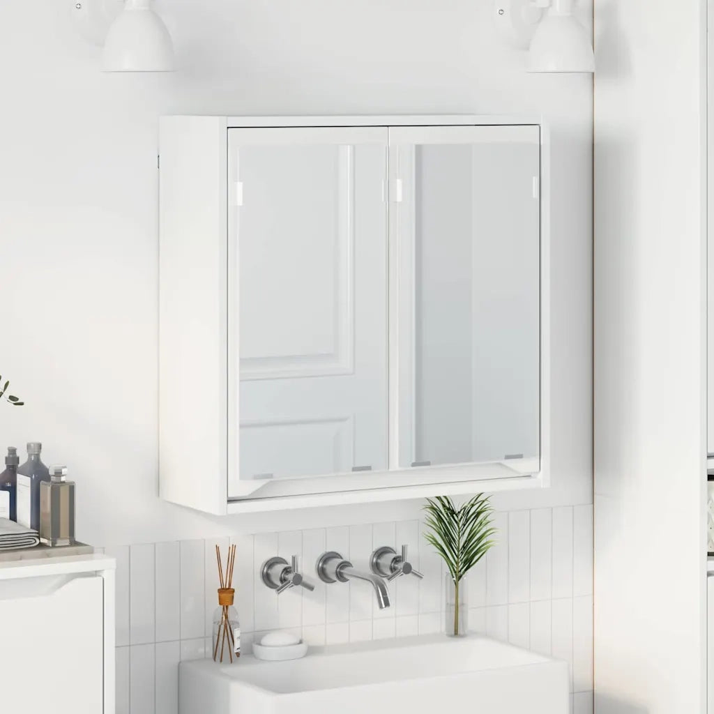 Mobiletto per specchio da bagno Bianco Lucido 60 x 20 x 60 cm 888781