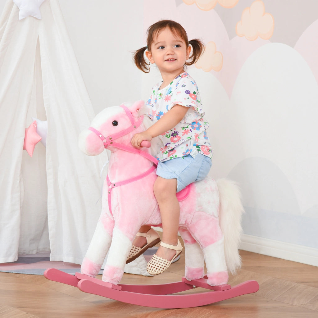 Cavallo a Dondolo in Peluche ¨C Xylo ¨C Rosa con Suoni, 74x28x65 cm