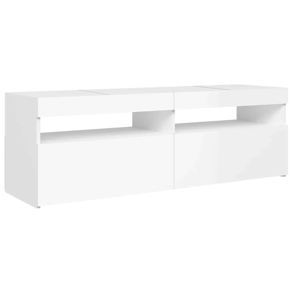 Mobile TV multimediale mensola TV credenza mobile TV per sala da pranzo soggiorno camera da letto con luci LED finitura lucida 120 x 35 x 40 cm bianco 02_0026636