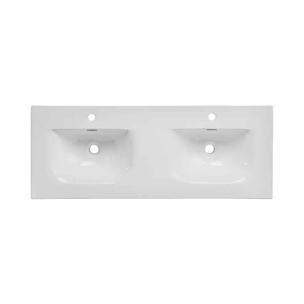Set ICON bianco: mobili sotto lavabo 120cm + doppio lavabo incassato in ceramica bianca