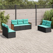 Set Divani da Giardino 7 pz con Cuscini Nero in Polyrattan 3227555