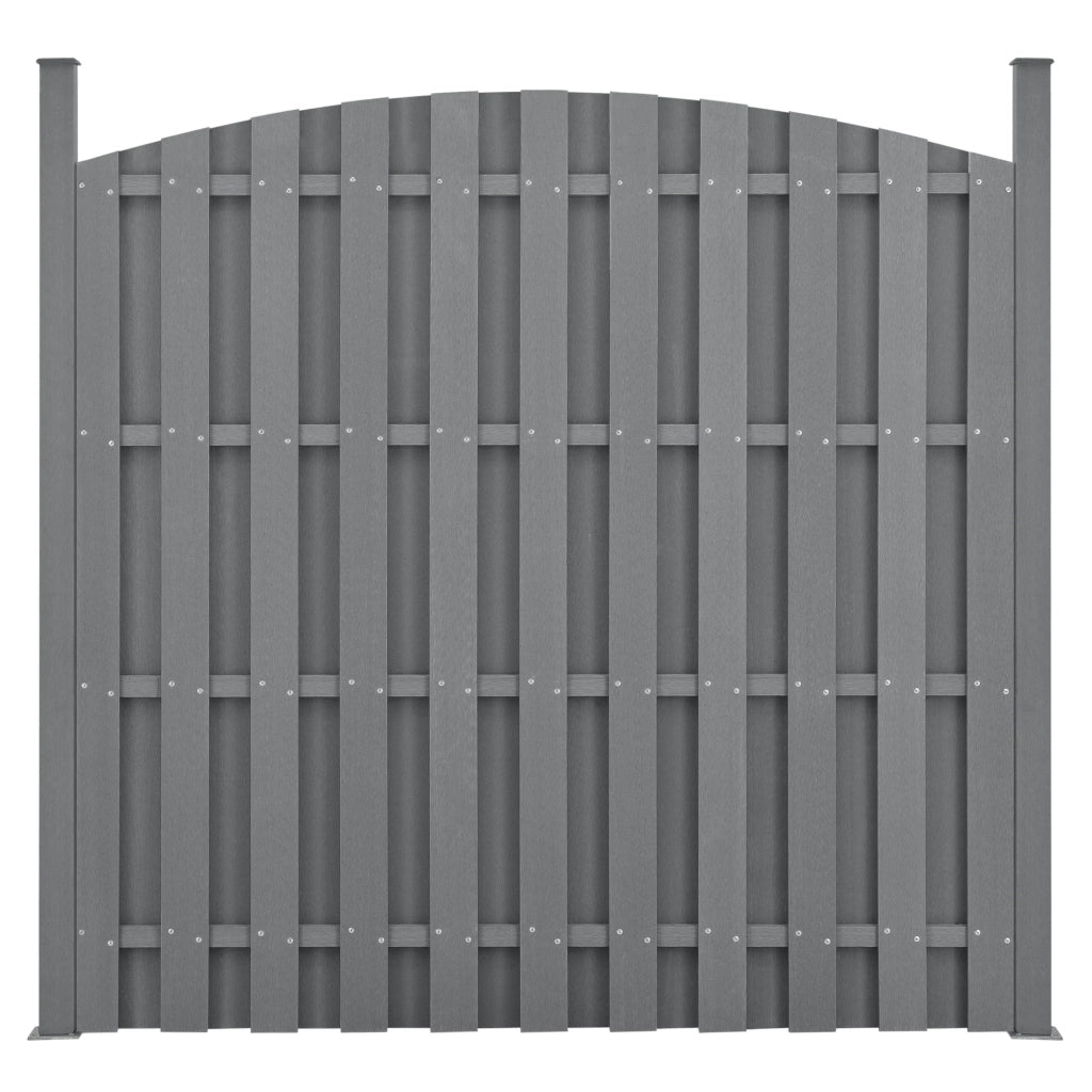 Recinzione frangivento/schermo per la privacy in legno composito WPC 3 pezzi semicircolare arrotondata 185 x 562 cm grigio 03_0006595