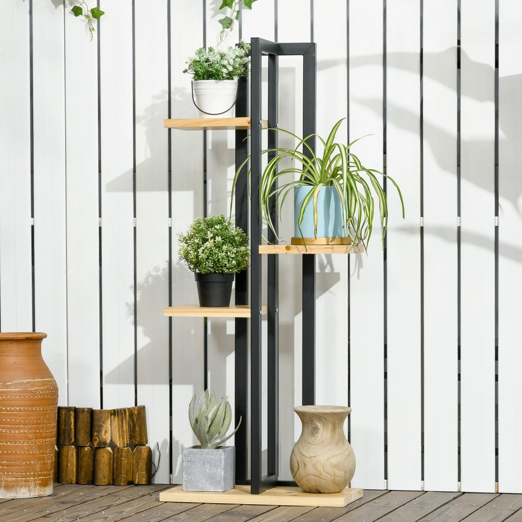 Scaffale porta piante 4 livelli ¨C Xylo ¨C stile industriale legno 45x25x110 cm