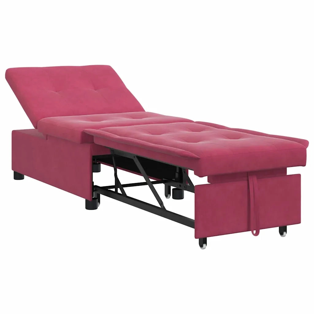 Divano letto Rosso Vino 194 x 67 x 82 cm Velluto 42008599