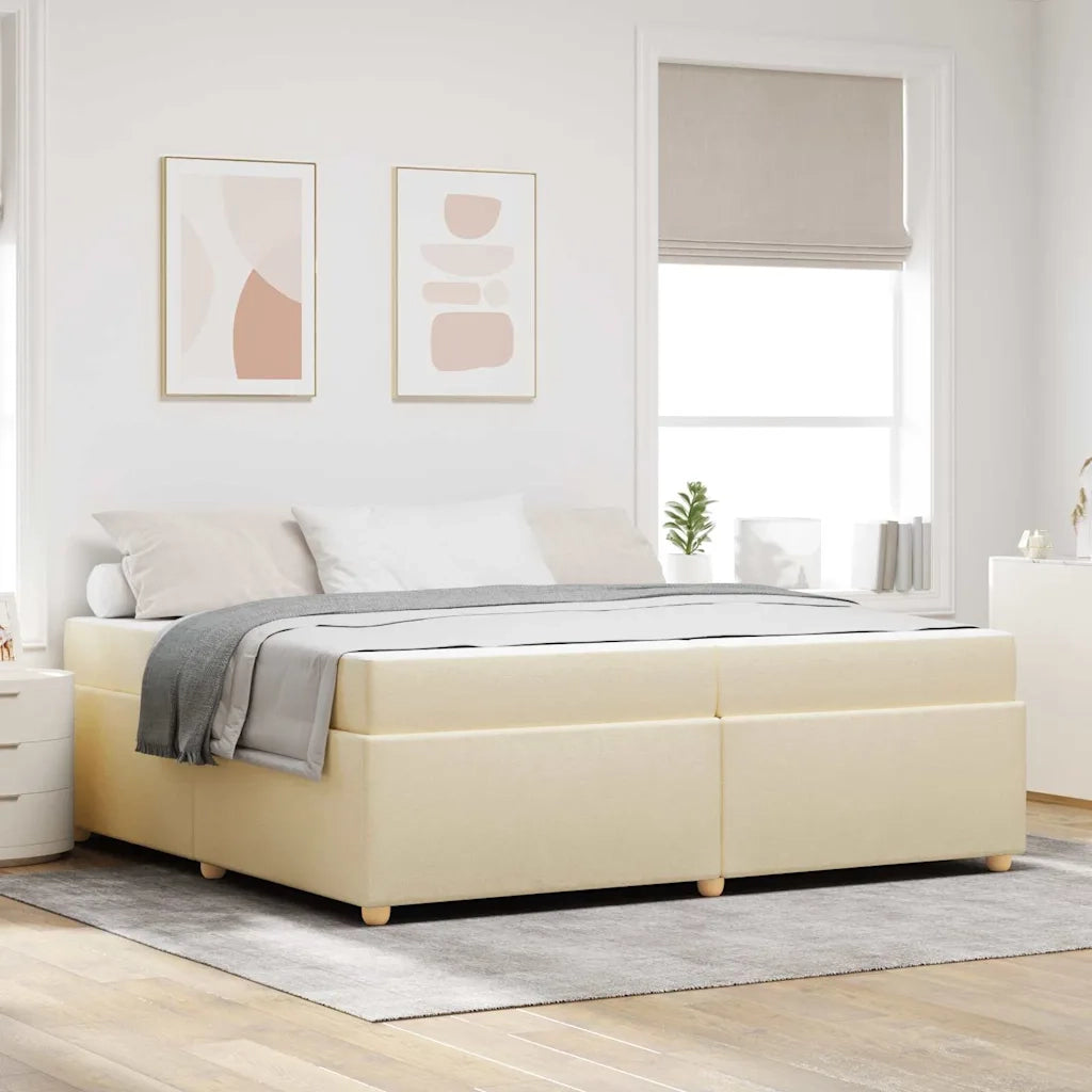 Struttura del letto con materasso Crema 200 x 200 cm Tessuto 3399382
