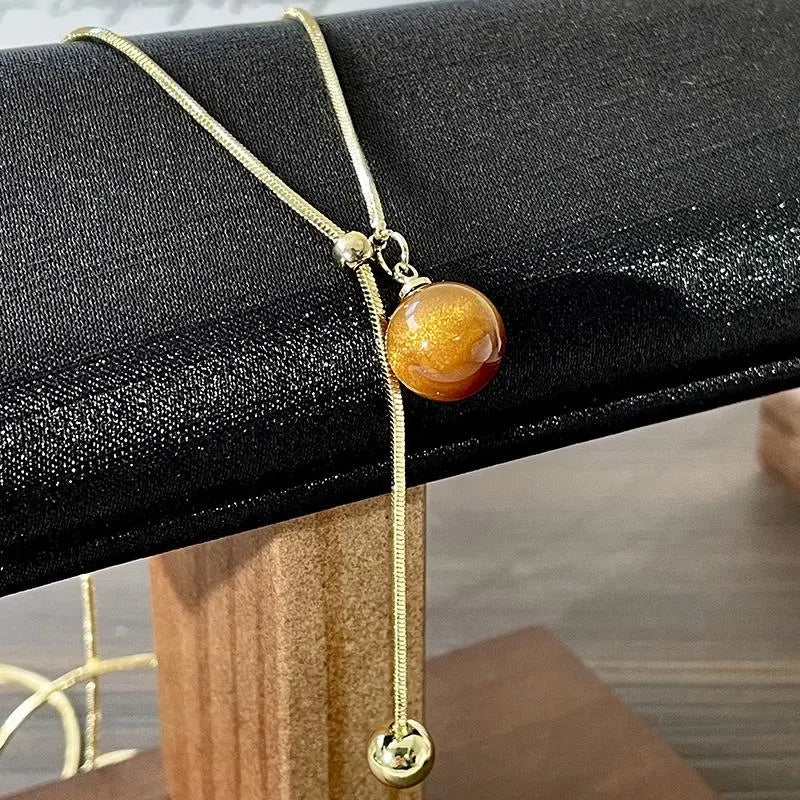 Collana lunga con pendente in pietra naturale, realizzata a mano in oro, regalo di Natale o compleanno.