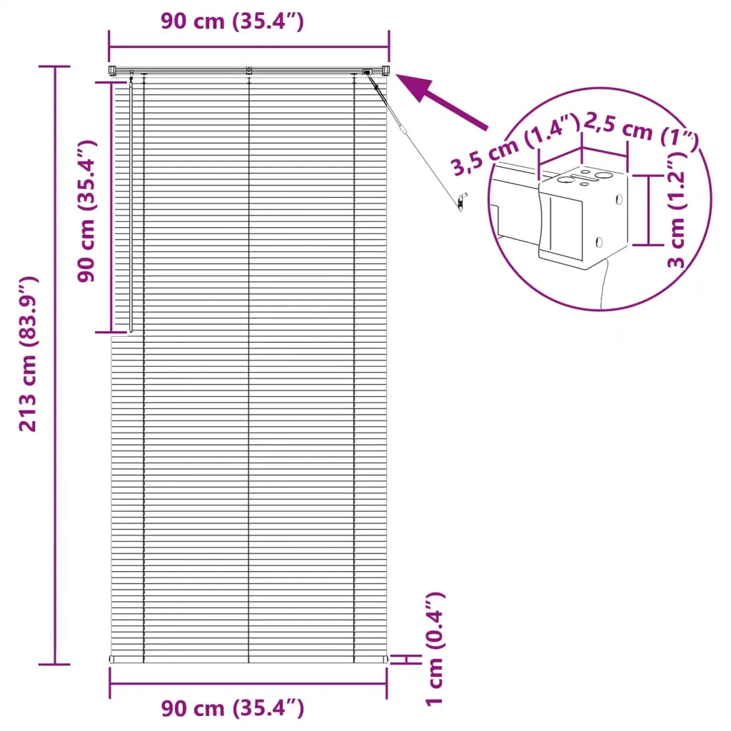 Tenda Veneziana | Tenda a lamelle Marrone Scuro con Motivo 213 x 90 cm 25 mm PVC