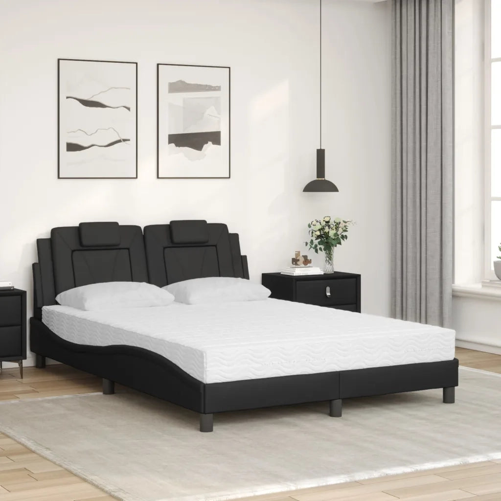 Letto matrimoniale | Letto per adulti | Letto Viana con Materasso Nero 120x200 cm in Similpelle