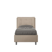 BS COM Letto singolo con rete imbottito 80x200 similpelle tortora