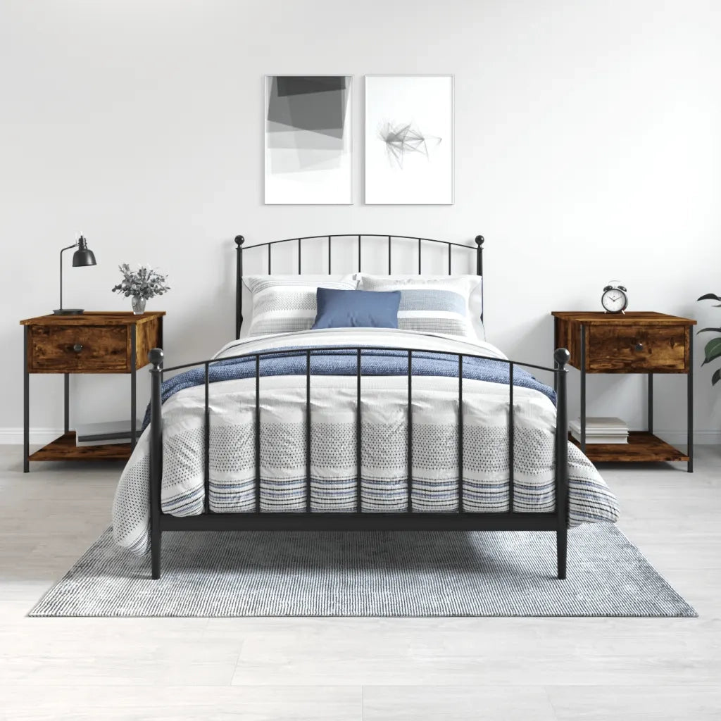 Comodini 2 pz-Set di 2 Tavolino da notte Rovere Fumo 44x45x58 cm in Legno Multistrato