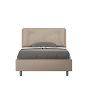BS COM Letto una piazza e mezza senza rete imbottito 120x210 similpelle tortora