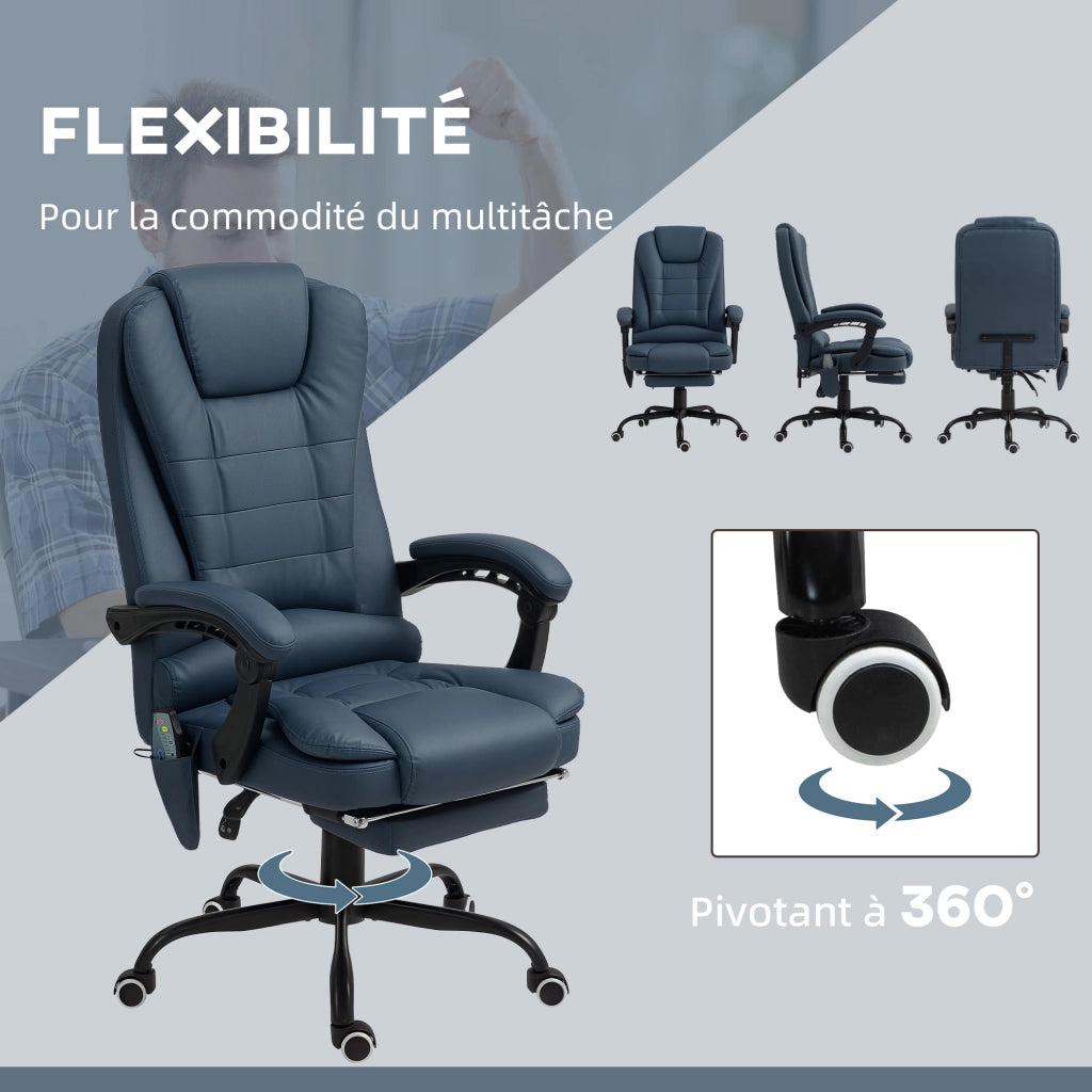 Poltrona massaggiante da ufficio ¨C Minimal ¨C blu, altezza regolabile, schienale reclinabile